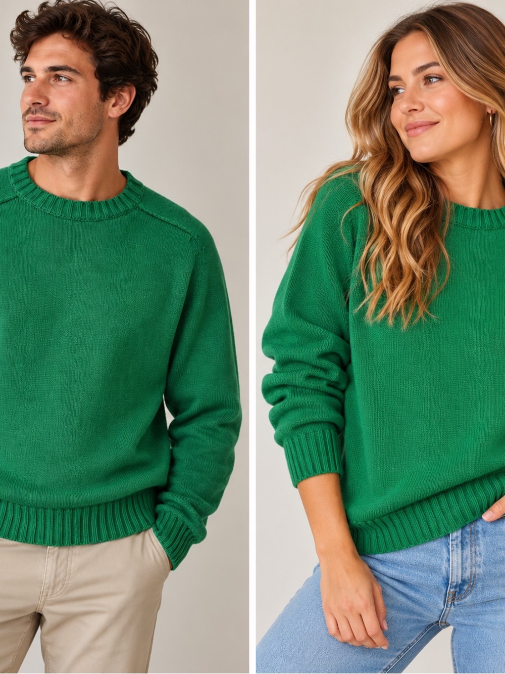 Vintage Lands’ End Green Cotton Crewneck Sweater. Size M